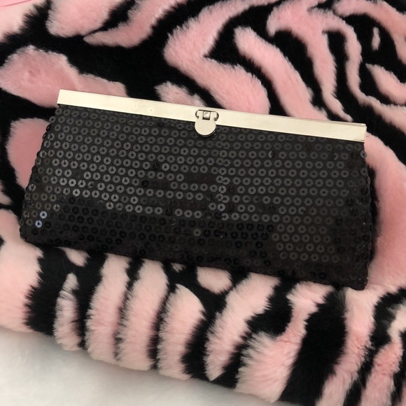 🆕Sequin clutch bag/wallet! Black/silver! 5 compartments & 1 zip coin! Dustcover - Picture 7 of 15